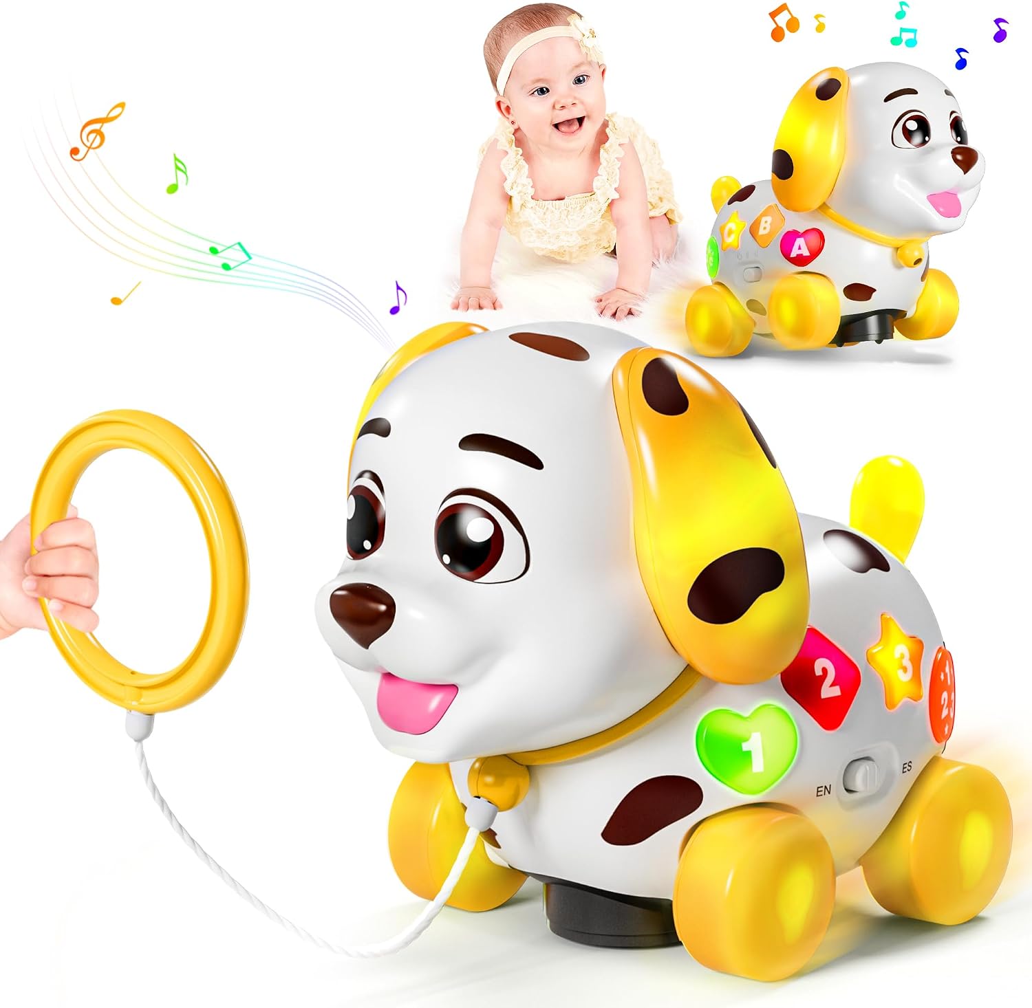 Musical Toys for 1 Year Old Boy Gifts, Baby Toys 6-12-18 Months, Learning Puppy Toy for 1 Year Old Boy Gifts, Bilingual Educational with Music Light, 1st Birthday Gift for Boy Girl, Toddlers