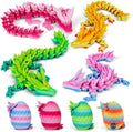 TBOLINE 4PCS 3D Printed Dragon Egg, Articulated Crystal Animals Cool Fidget Toys, Small 3D Printer Dinosaur Eggs Party Favors Toy Classroom Prizes for Kids Boy Girls 5-7 8-12