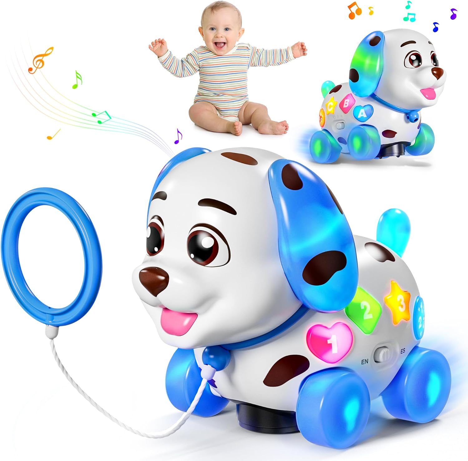 Musical Toys for 1 Year Old Boy Gifts, Baby Toys 6-12-18 Months, Learning Puppy Toy for 1 Year Old Boy Gifts, Bilingual Educational with Music Light, 1st Birthday Gift for Boy Girl, Toddlers