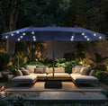 Alpha Joy 15ft Extra Large Outdoor Patio Double-Sided Umbrella with Solar Lights & Umbrella Base